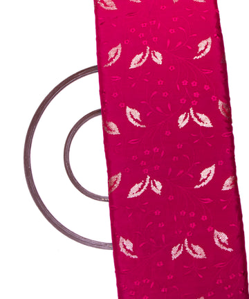 Fuchsia Colour Thread Sequin Embroidery Pure Chinon Silk Fabric